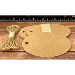 Oval Jute & Kraft Paper Gift Tags 3 Yards 16 Pack For Holidays 426847